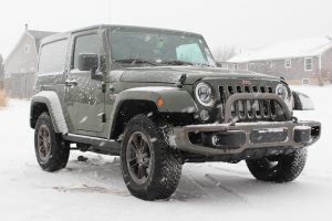 Jeep in snow in Highland Park, MI