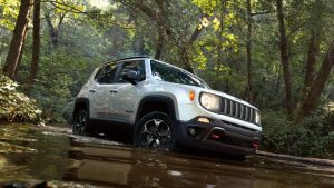 2020 Jeep Renegade Trail Hawk - Silver in a creek