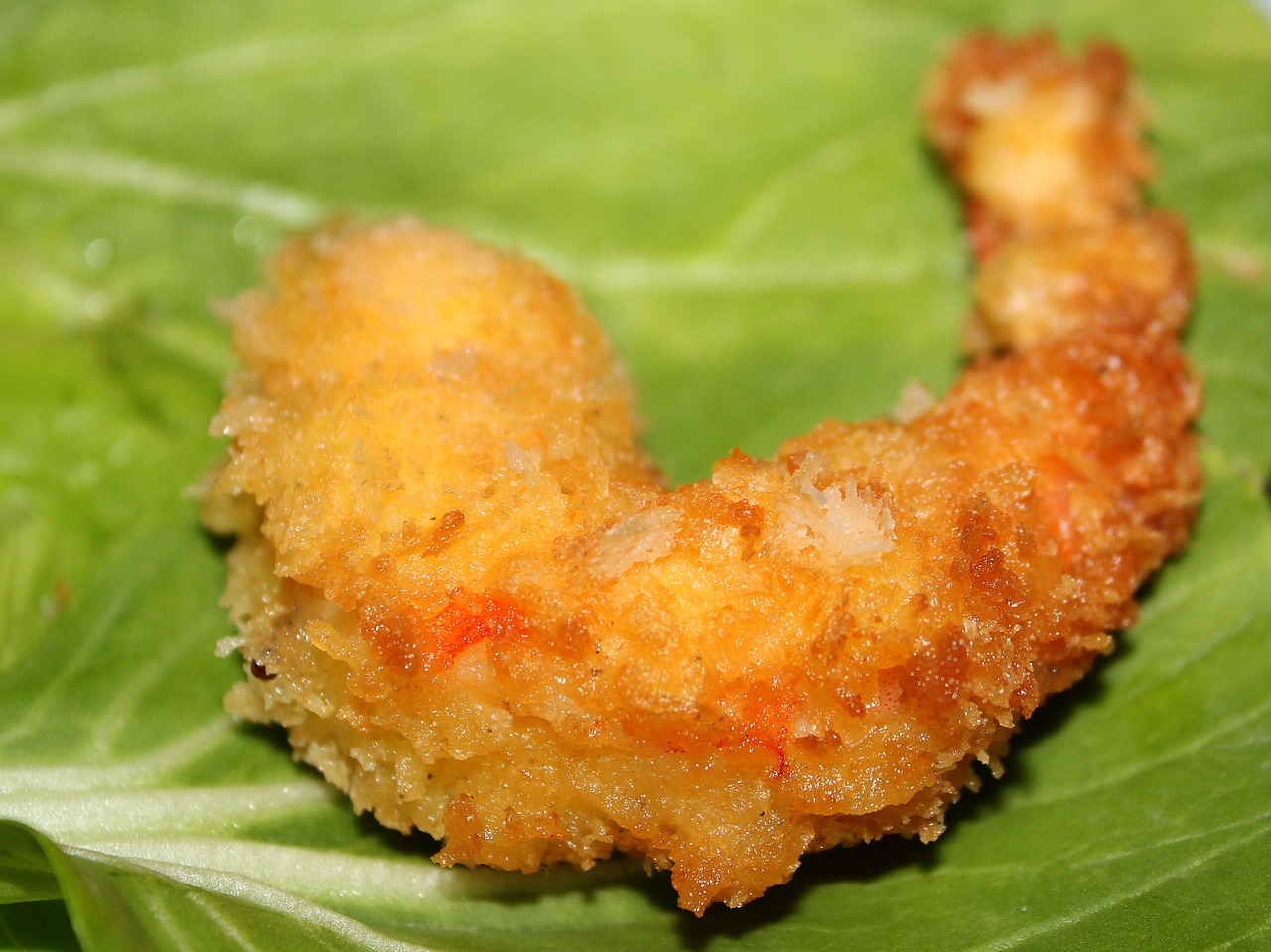 A piece of fried shrimp