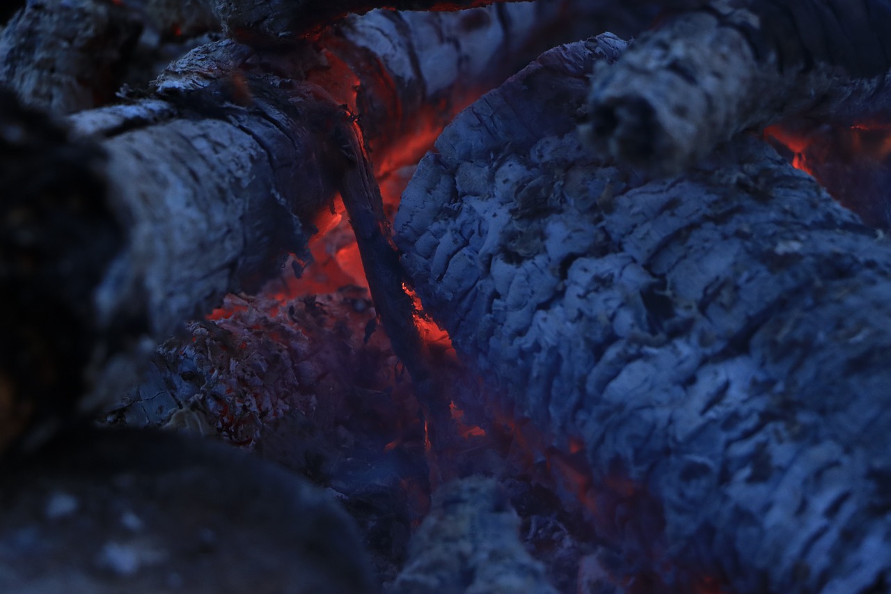 A close-up shot of a bonfire
