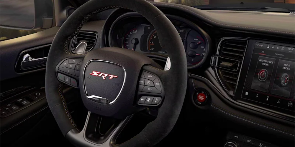The steering wheel and dashboard of a 2025 Dodge Durango